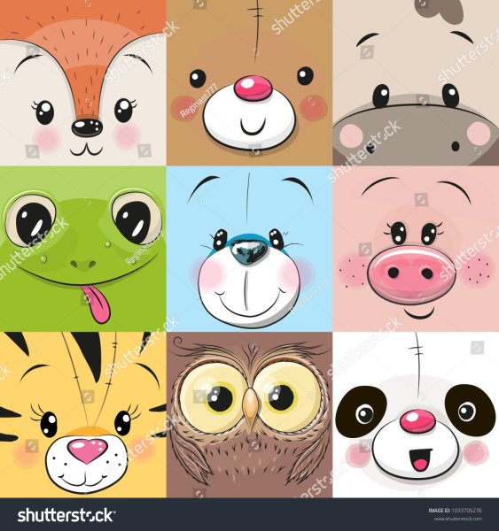 Мордочки мультяшных животных