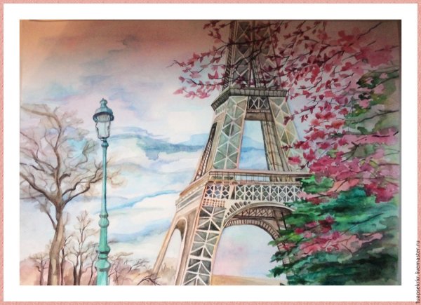 Париж акварель