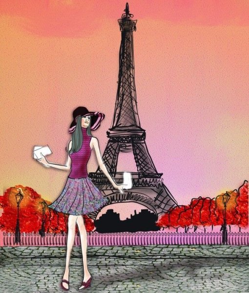 Девушка в Париже иллюстрация