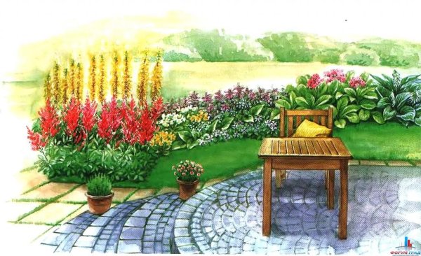 Клумба гуашь