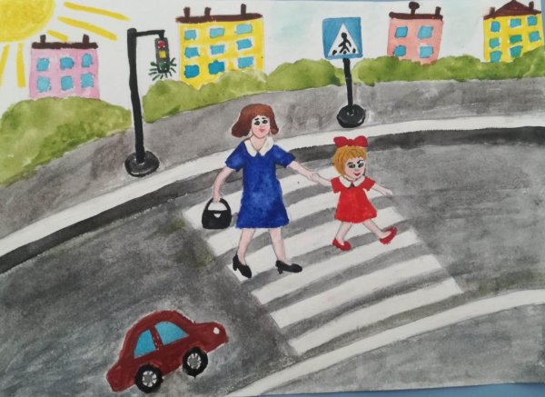 Детские рисунки дорожного движения