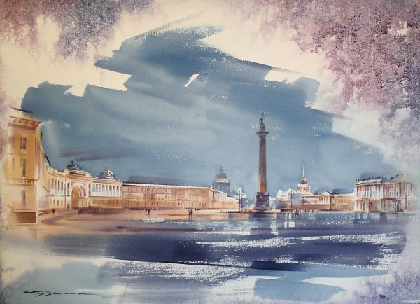 Акварель Константина Куземы Прага