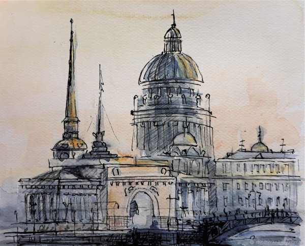 Константин Кузема акварель Исакиевский собор