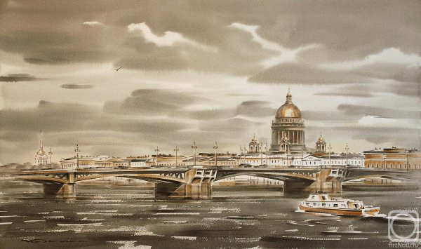 Акварель городской пейзаж Константин Кузема