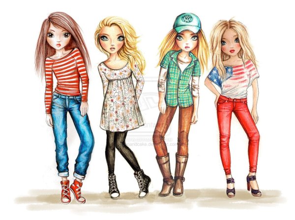 Модные девочки мультяшные