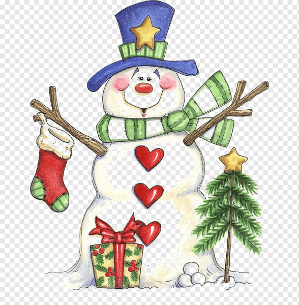 Акварельный Снеговик