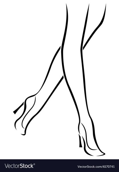 Силуэт женской ноги в туфлях на каблуке