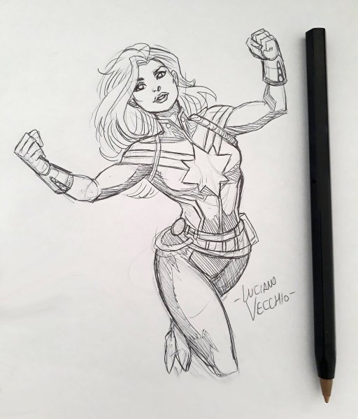 Капитан Марвел для срисовки