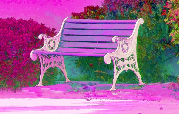 Розовая скамейка