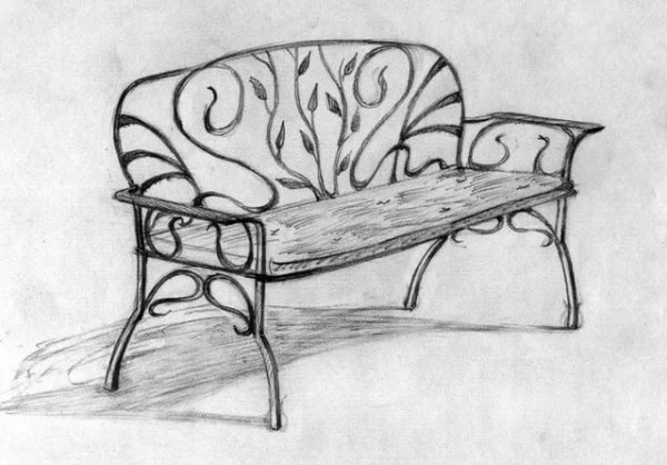 Зарисовка скамейки
