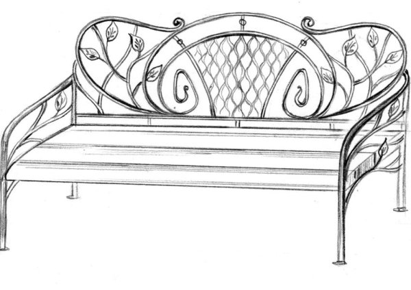 Скамейка карандашом