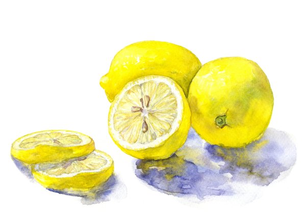 Долька лимона акварель
