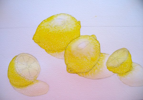 Лимон Этюд красками