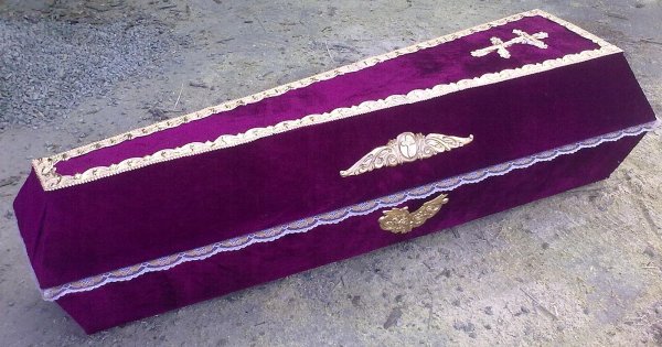 Фиолетовый бархатный гроб