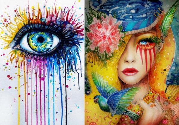 Лицо девушки красочные иллюстрации