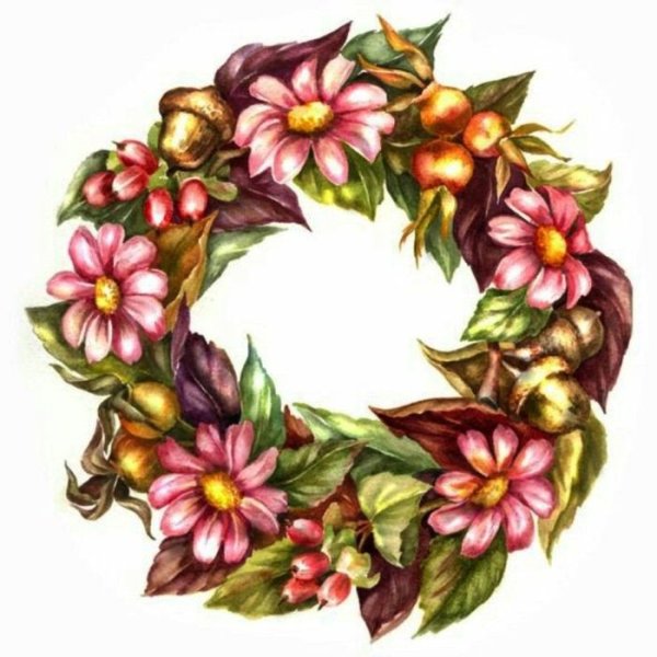 Акварельный цветочный венок