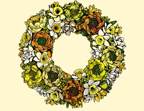 Венок акварель