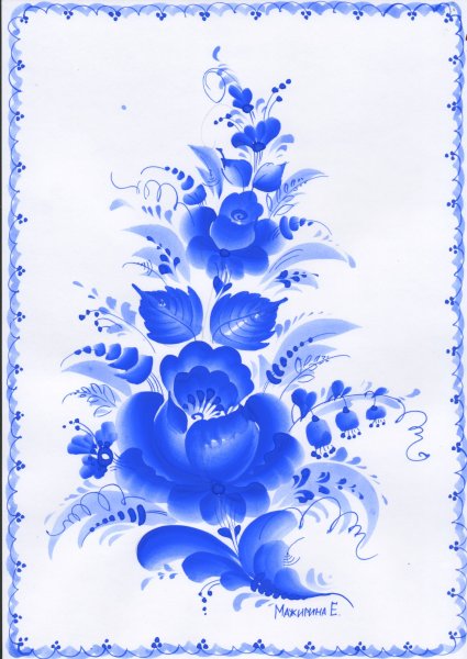 Гжель орнаментальная роспись