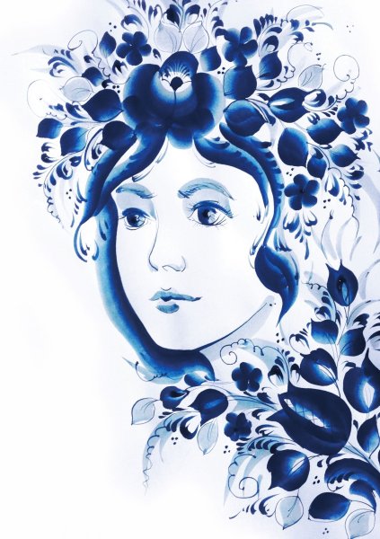 Орнаментная роспись Гжель