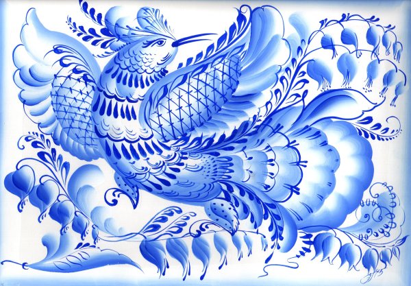 Мазковая роспись Гжель