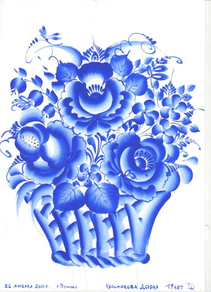 Орнаментная роспись Гжель