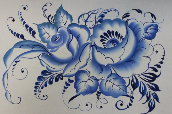 Орнаментная Гжельская роспись