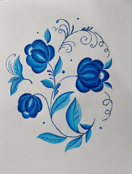 Н Сурьянинова синие цветы Гжели