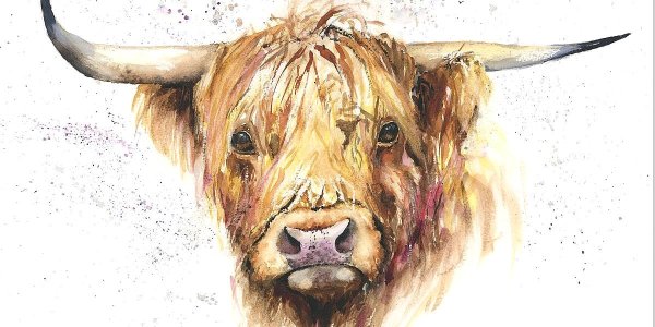 Бык акварель