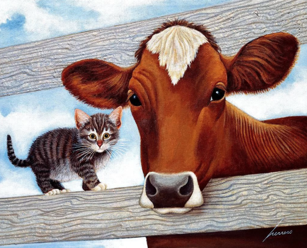 Корова и кошка