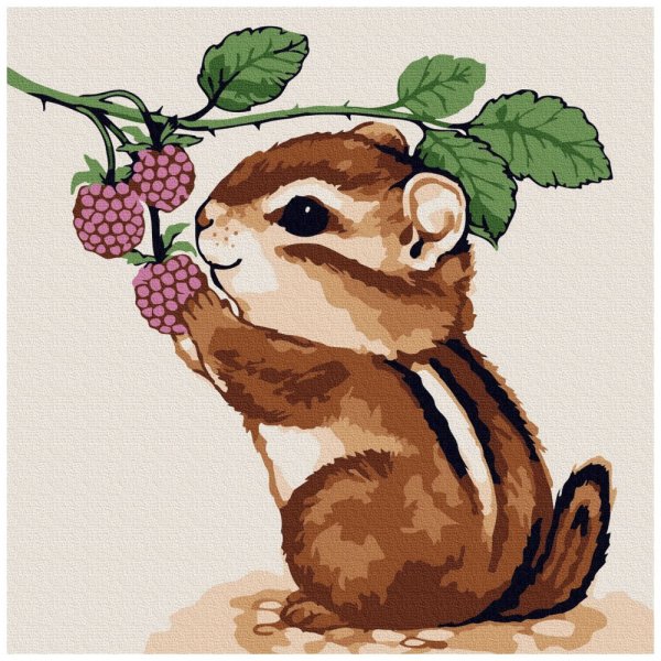 Molly картина по номерам бурундучок с ежевикой