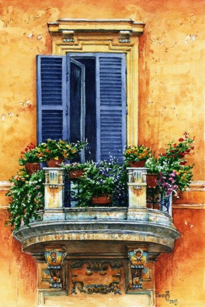 Окно с балконом рисунок