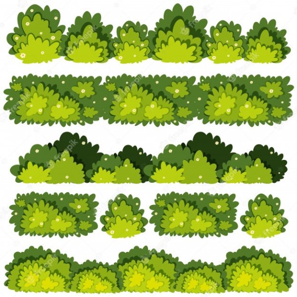 Кусты мультяшные для печати