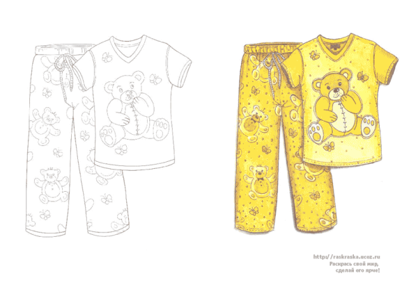 Пижама раскраска для детей