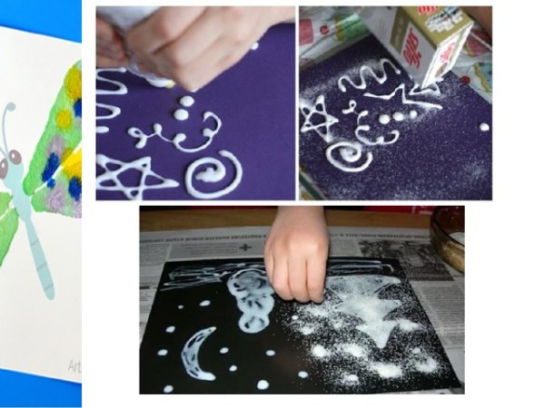 Трафареты для рисования солью и клеем