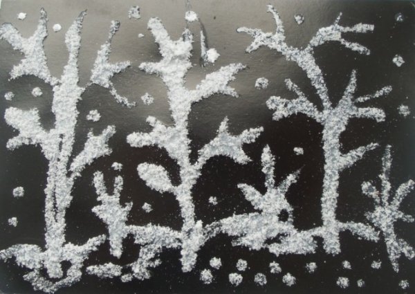 Рисование солью зима