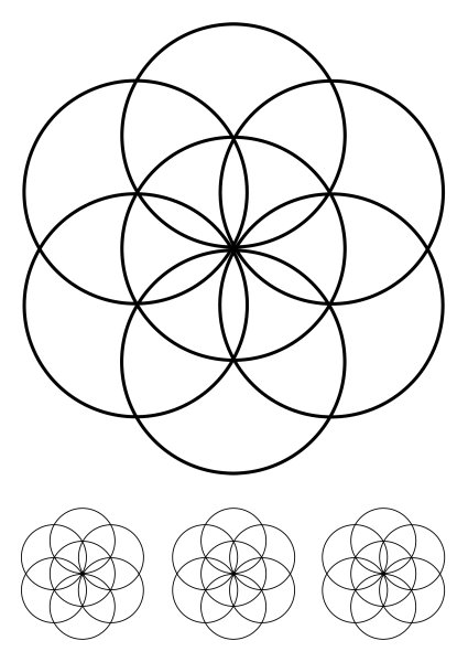 Цветок из окружностей циркулем