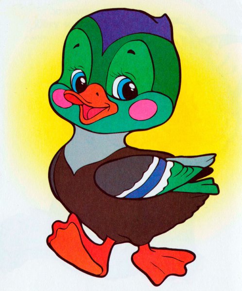 Утка раскраска цветная