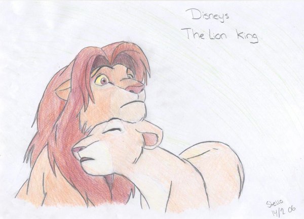 Рисовать Король Лев Симба и Нала