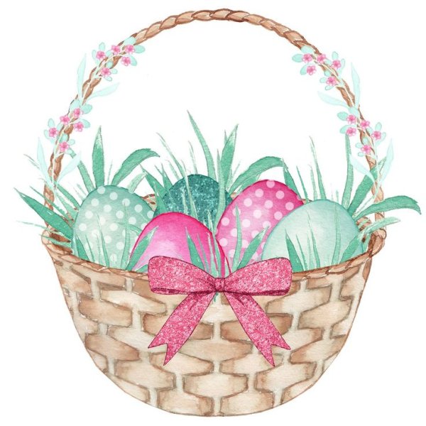 Пасхальная корзинка акварелью