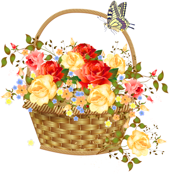 Корзина с цветами вектор