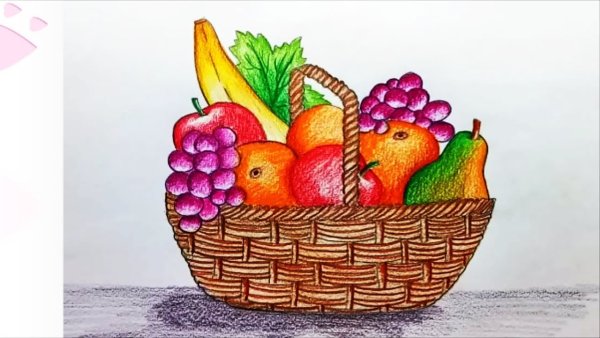 Рисование корзина с фруктами