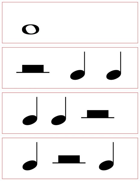Трехдольные ритмические карточки