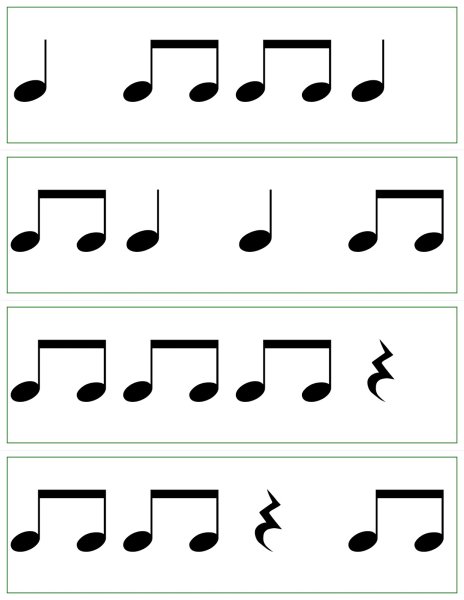 Трехдольные ритмические карточки