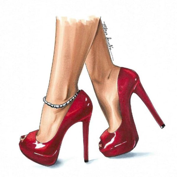 Нарисовать туфли на каблуках