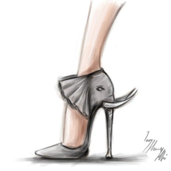 Ботинки на каблуке скетч