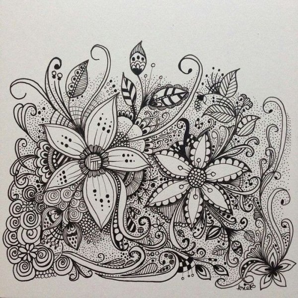 Зентангл растительные узоры