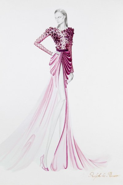 Эскизы нарядов от дизайнеров