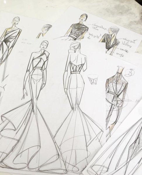Зарисовки модельеров карандашом