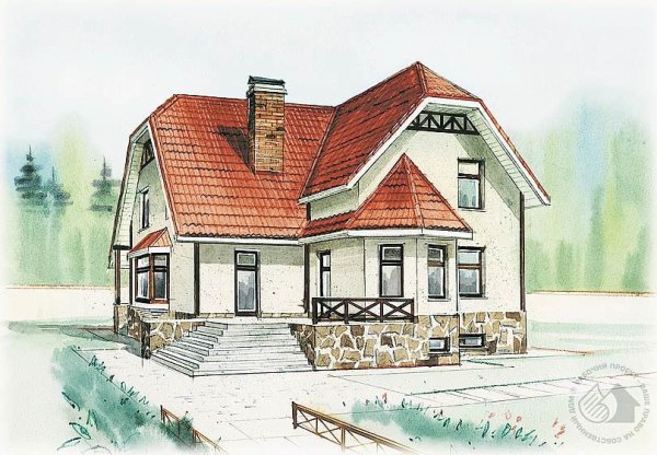 Дом эскиз цветной