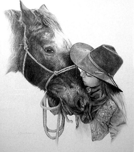 Графика человек на лошади